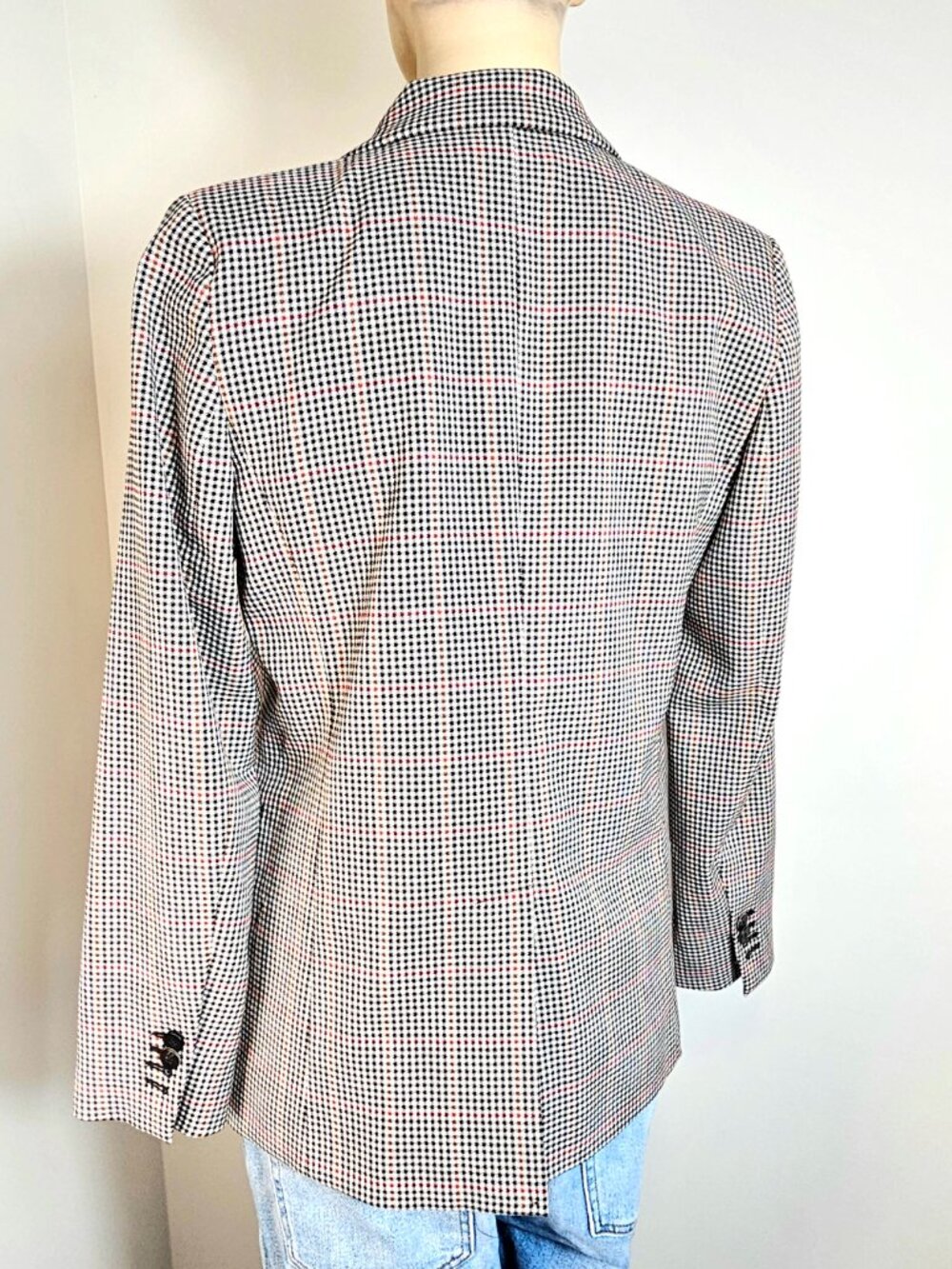 Mango MNG Houndstooth Plaid Blazer Size 2 Tailored Double Button - Picture 6 of 10